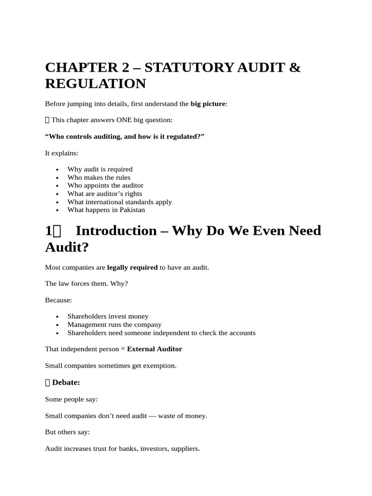 Chapter 2 – Statutory Audit & Regulation | PDF | Audit | Regulatory ...