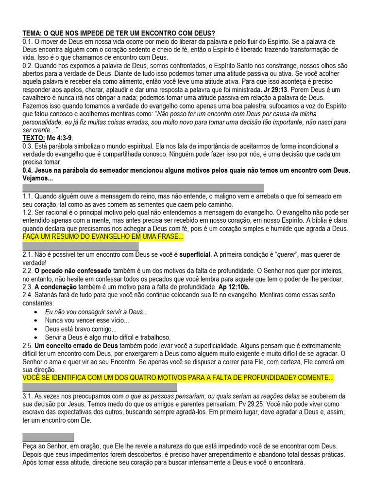 O Que Nos Impede de Ter Um Encontro Com Deus | PDF | Deus | Fé