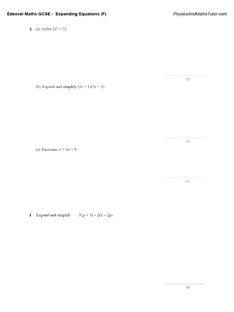 Expanding Equations (F) QP | PDF