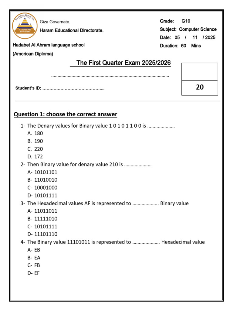 First Quarter Exam G10 | PDF