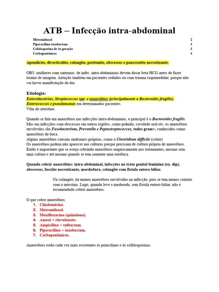 ATB – Infecção intra-abdominal | PDF