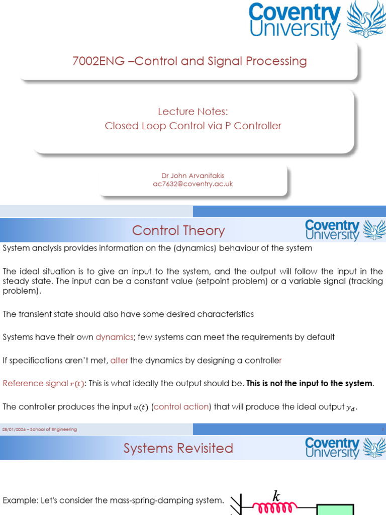 4 - Closed Loop Control Via P Controller | PDF | Control Theory | Zero ...