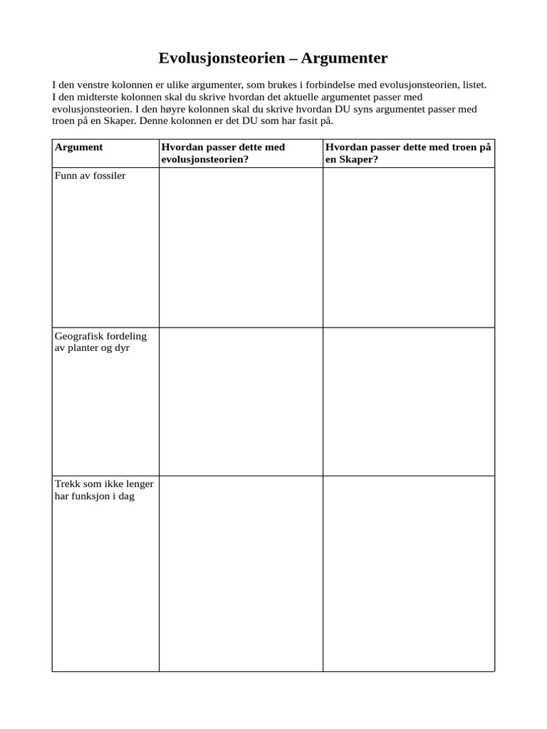 TAbell Evolusjonsteori Argumenter (1) | PDF