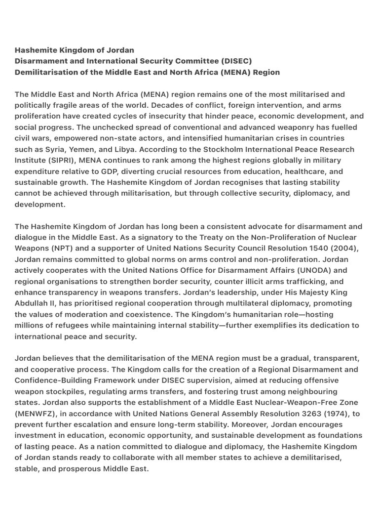 Hashemite Kingdom of Jordan | PDF | Nuclear Proliferation | Jordan