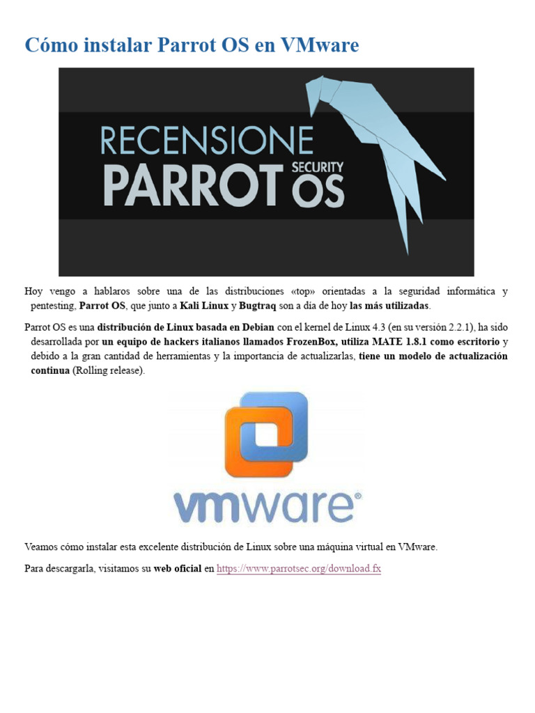 Clase 22 - Cómo Instalar Parrot OS en VMware | PDF