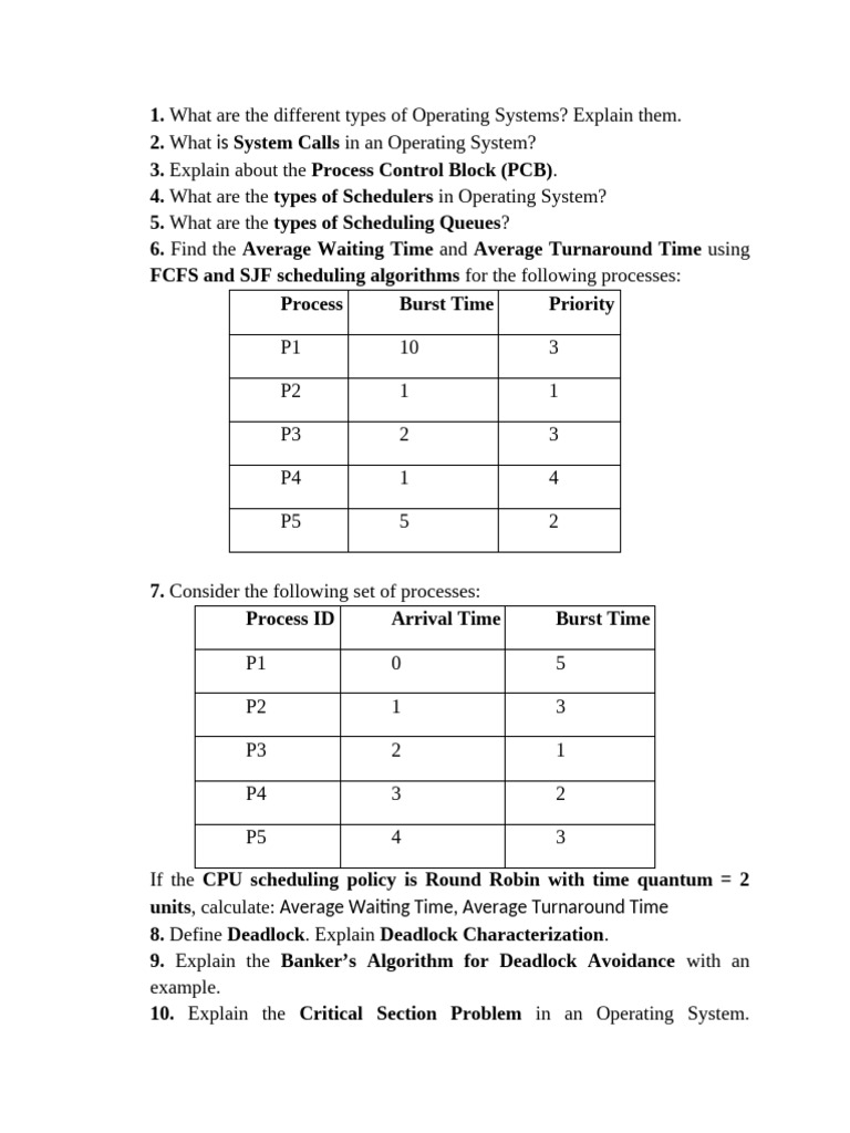 OS 1st Assignement Questions | PDF