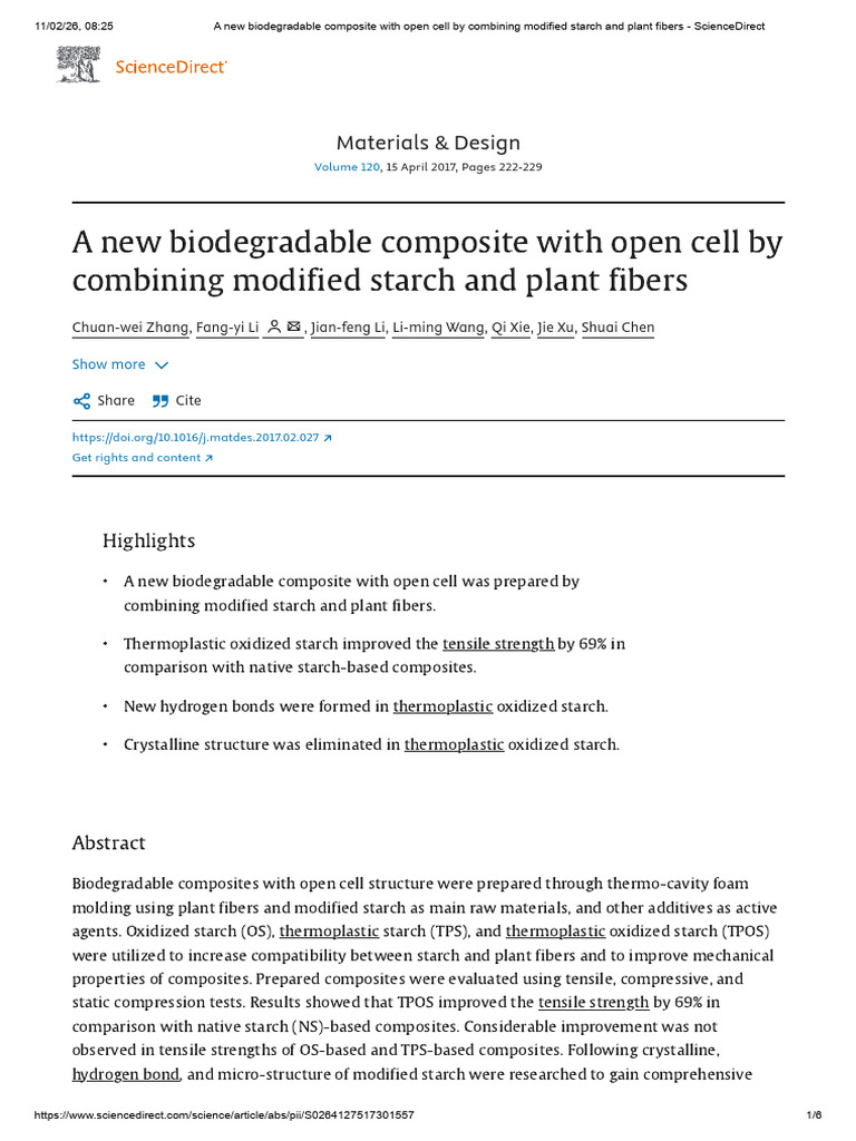 A New Biodegradable Composite With Open Cell by Combining Modified ...