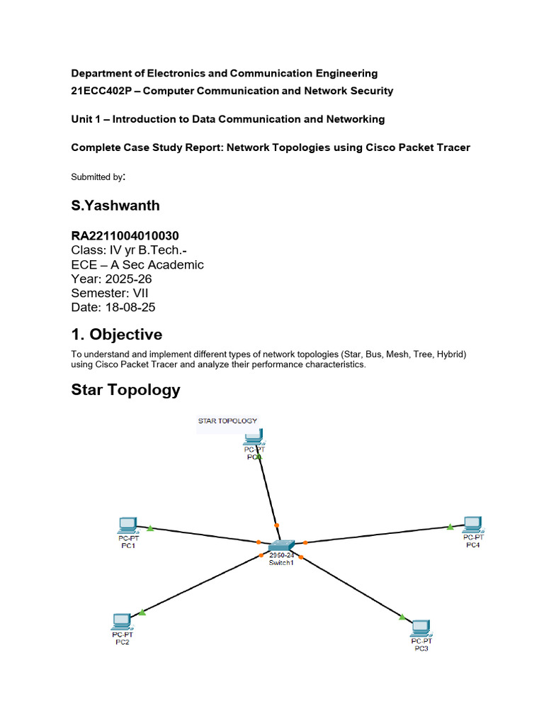 YASHWANTH_Network_Topology_Report 2 | PDF | Network Topology | Computer ...