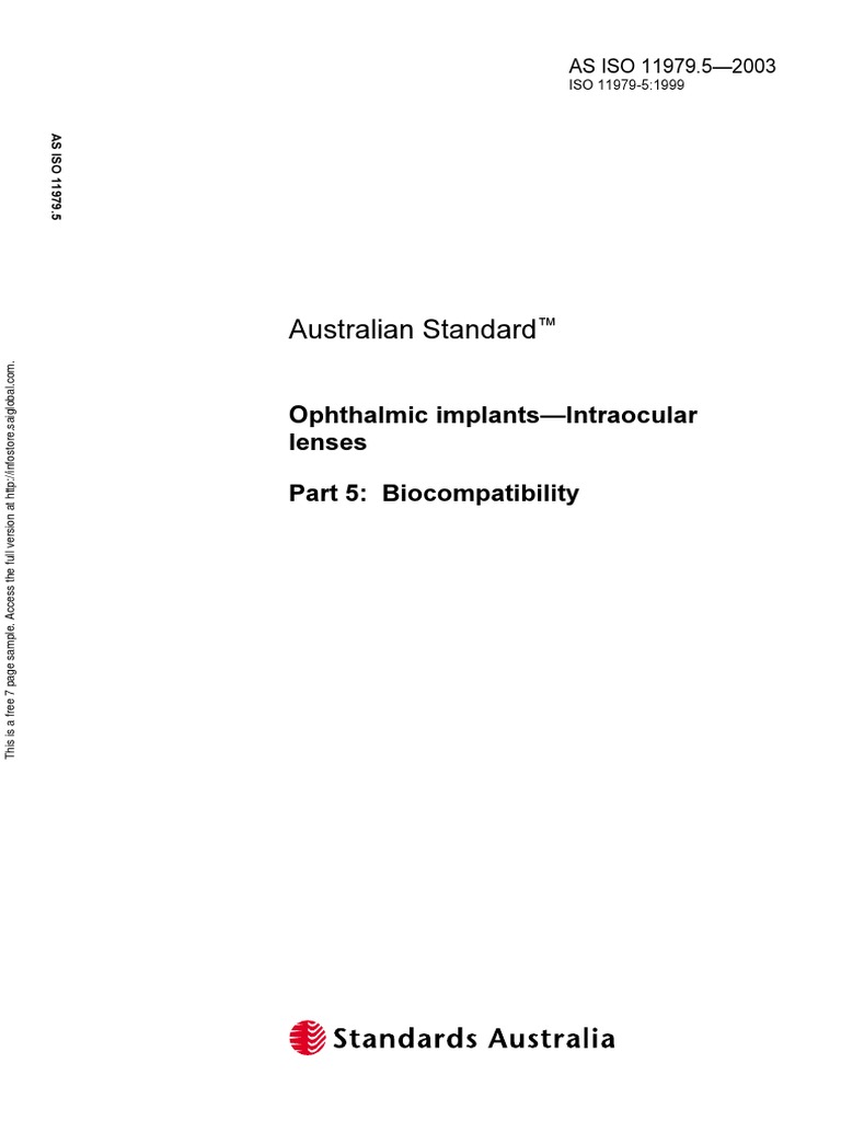 As ISO 11979.5-2003 Opthalmic Implants - Intraocular Lenses ...