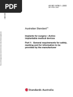 As ISO 14708.1-2003 Implants For Surgery - Active Implantable Medical Devices General Requirements For Safety