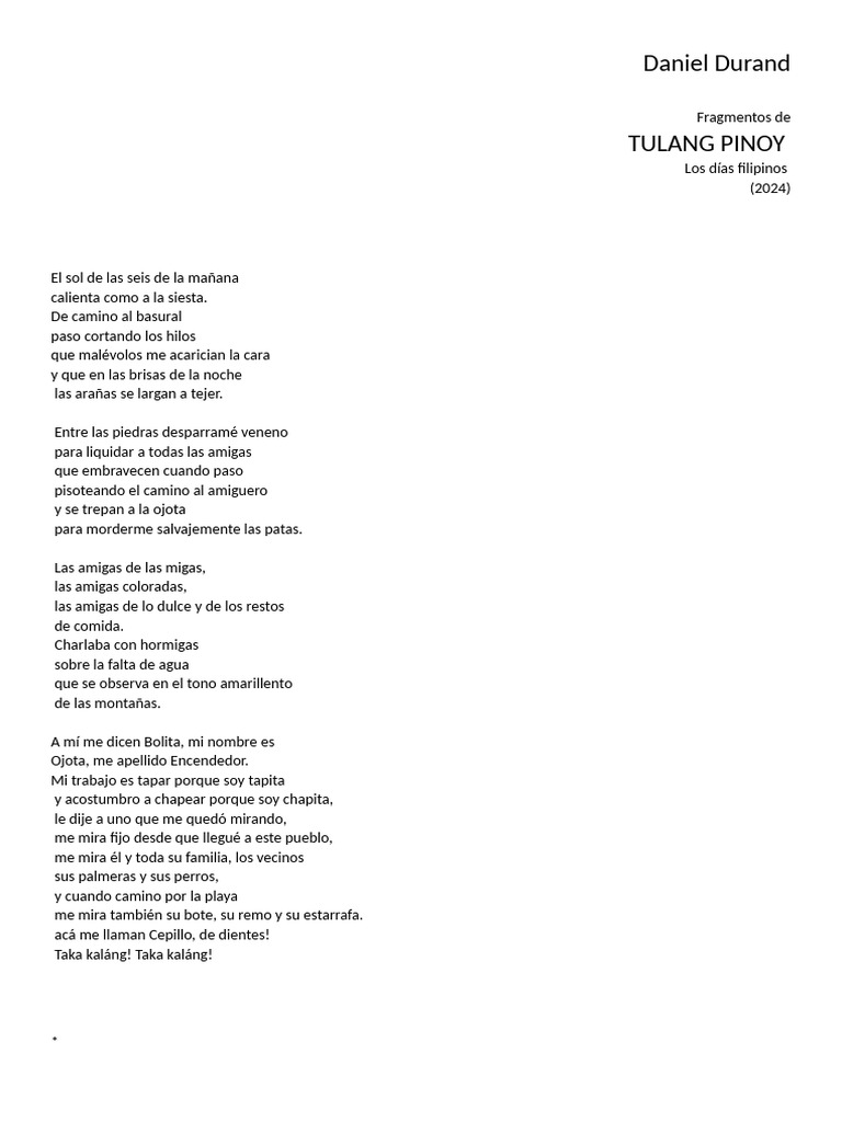 Daniel Durand _ Fragmento de Tulang Pinoy | PDF