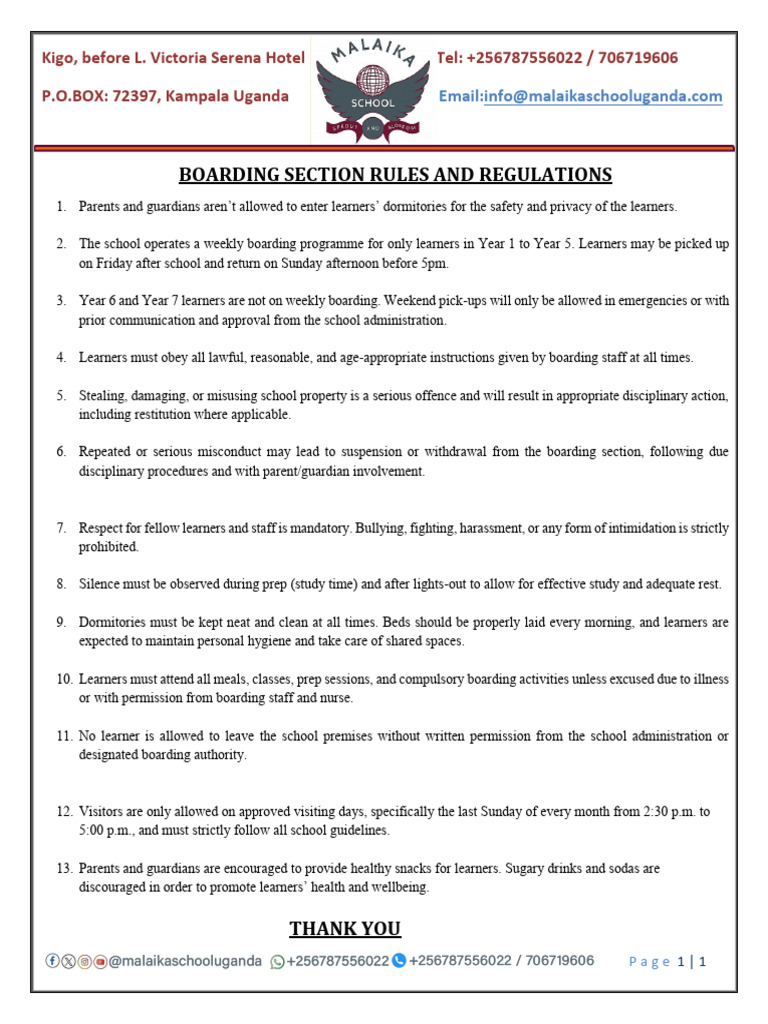 Boarding Sections Rules and Regulations | PDF