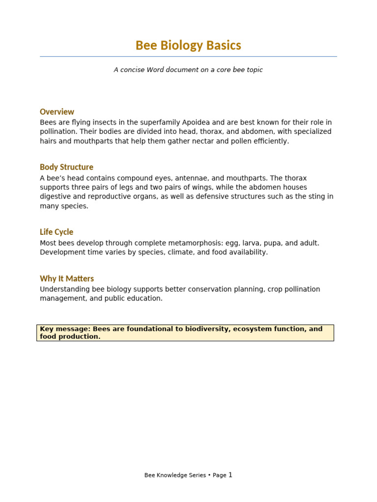 01 Bee Biology Basics | PDF