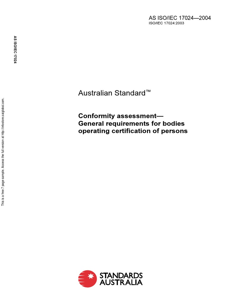 As ISO IEC 17024-2004 Conformity Assessment - General Requirements For ...