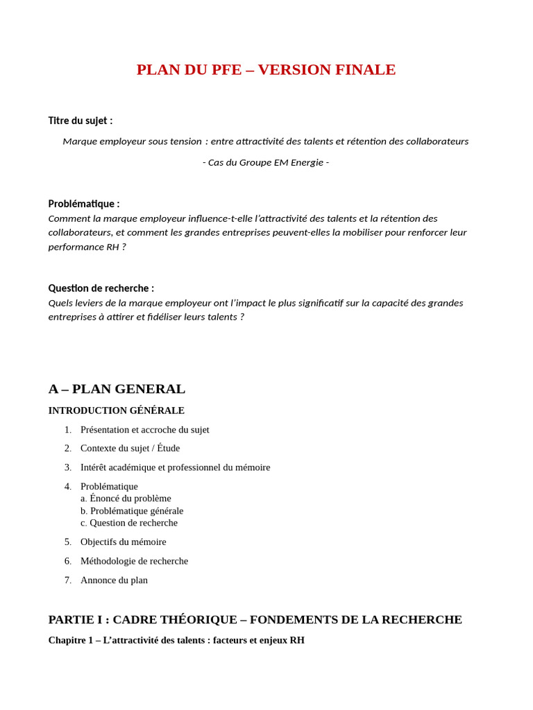 Plan PFE Finale | PDF | Gestion des ressources humaines | Recrutement