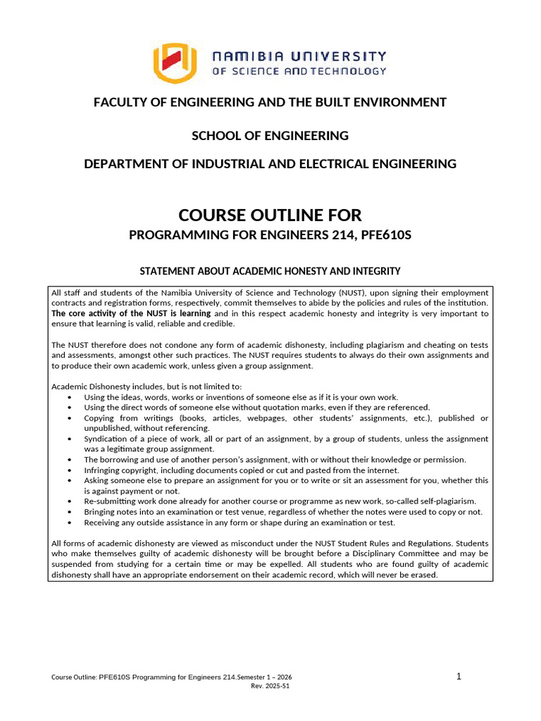 Course Outline | PDF | Science | Engineering