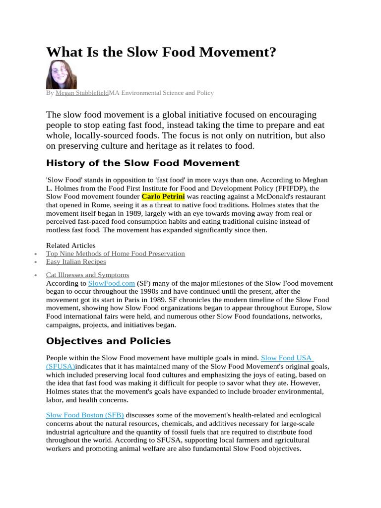 What is the Slow Food Movement | PDF | Food Politics | Agriculture