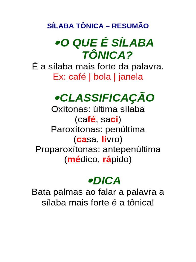 SÍLABA TÔNICA | PDF