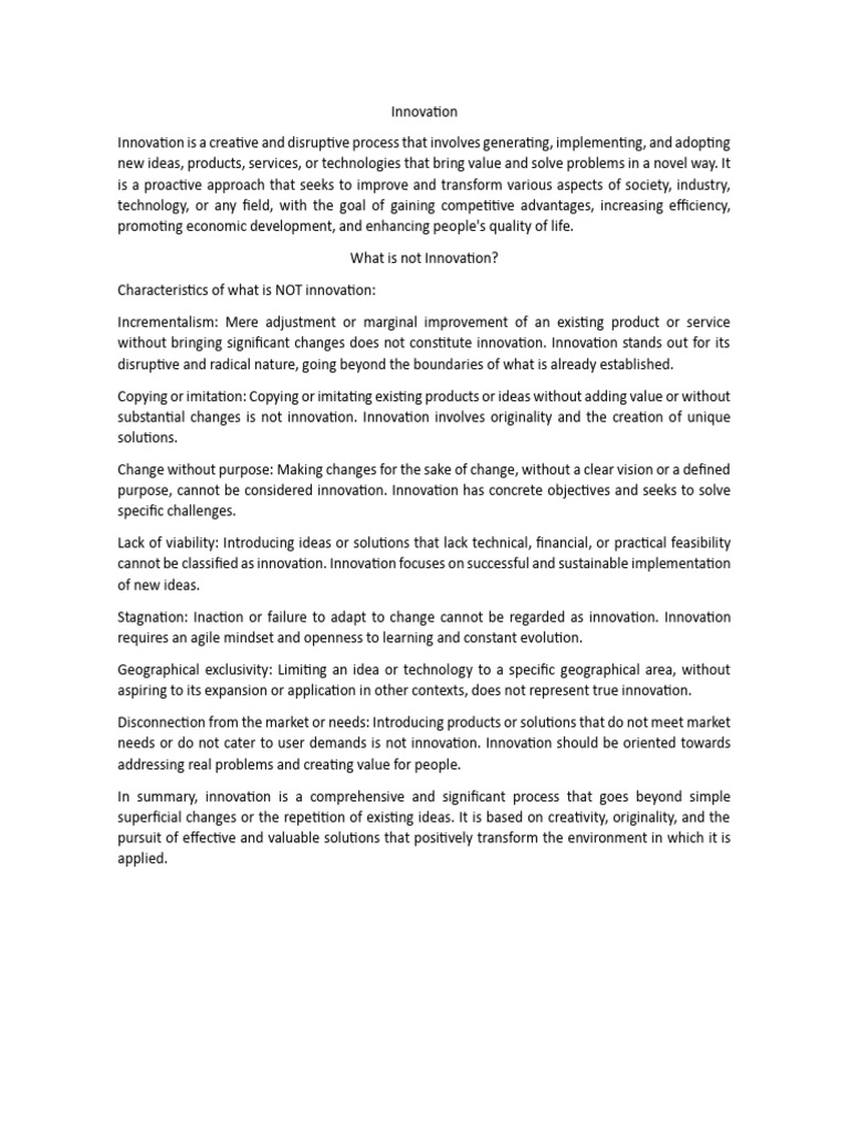 Innovation What is Not Innovation | PDF | Innovation | Business