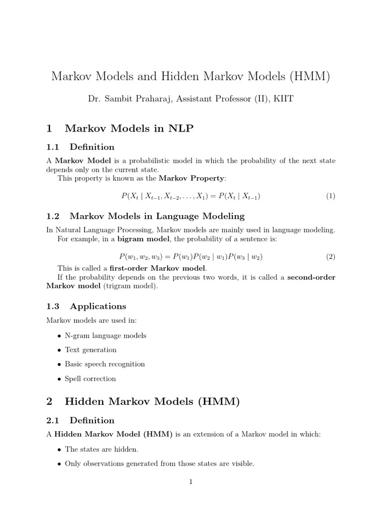 21 Markov Model and HMM | PDF | Linguistics | Applied Mathematics