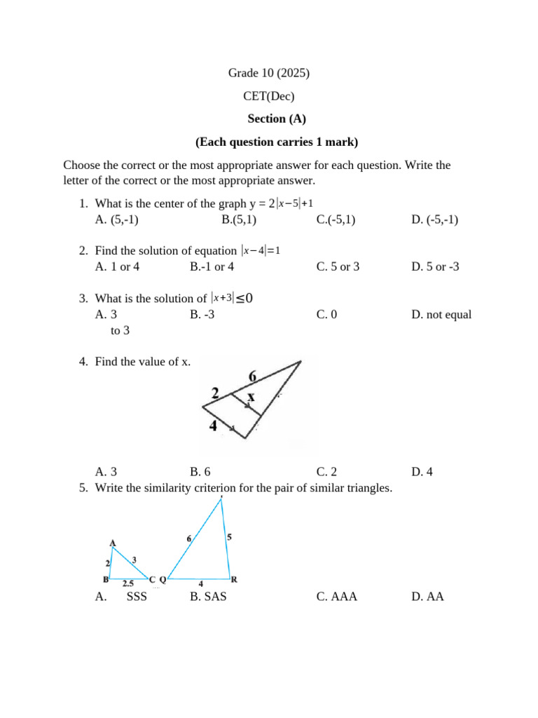 Grade 10 Dec Test | PDF