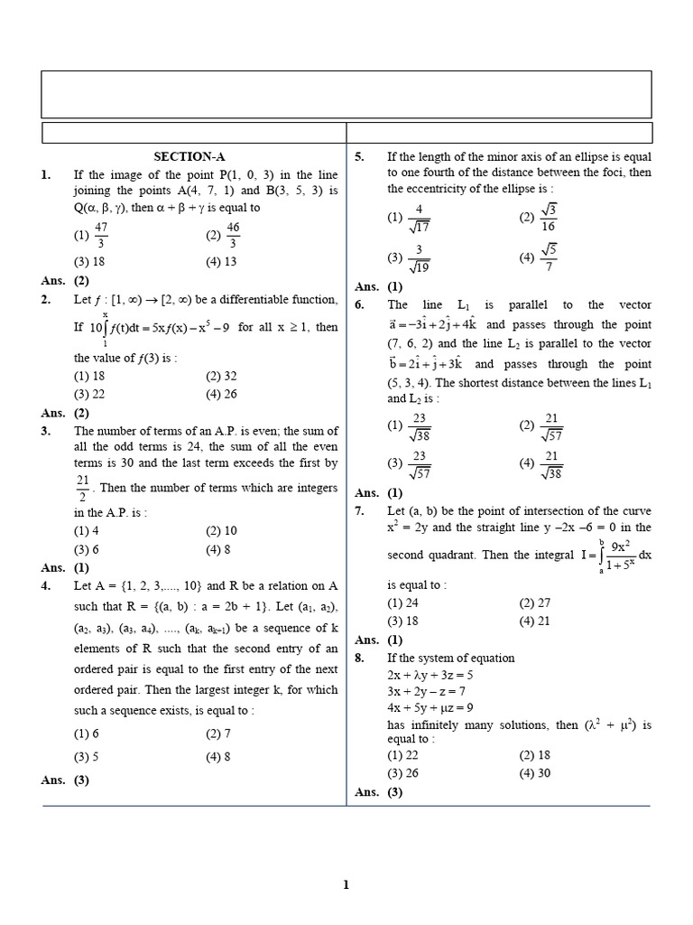 0204-Mathematics Paper+With+Ans Evening (1) | PDF | Elementary ...