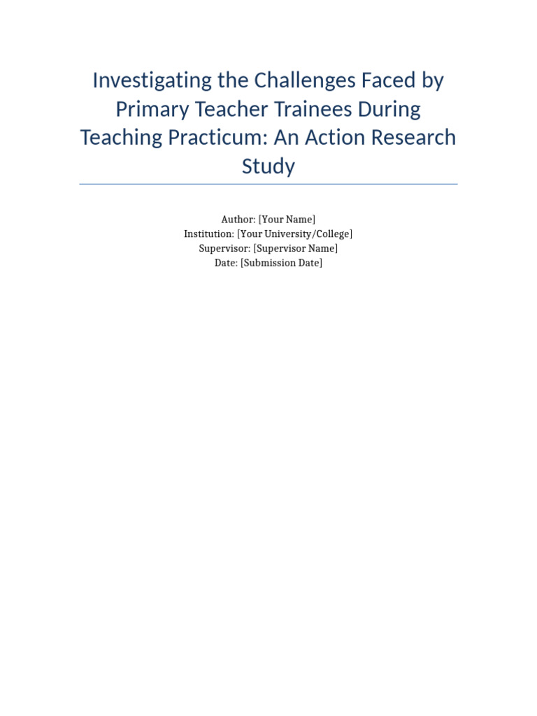 Teacher Practicum Action Research | PDF | Mentorship | Teachers