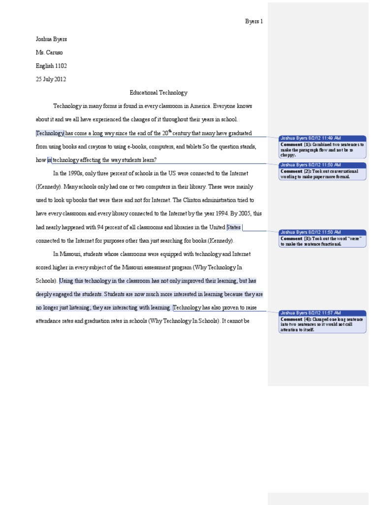 Jbyers InquiryPaperRevised | PDF | Classroom | Internet