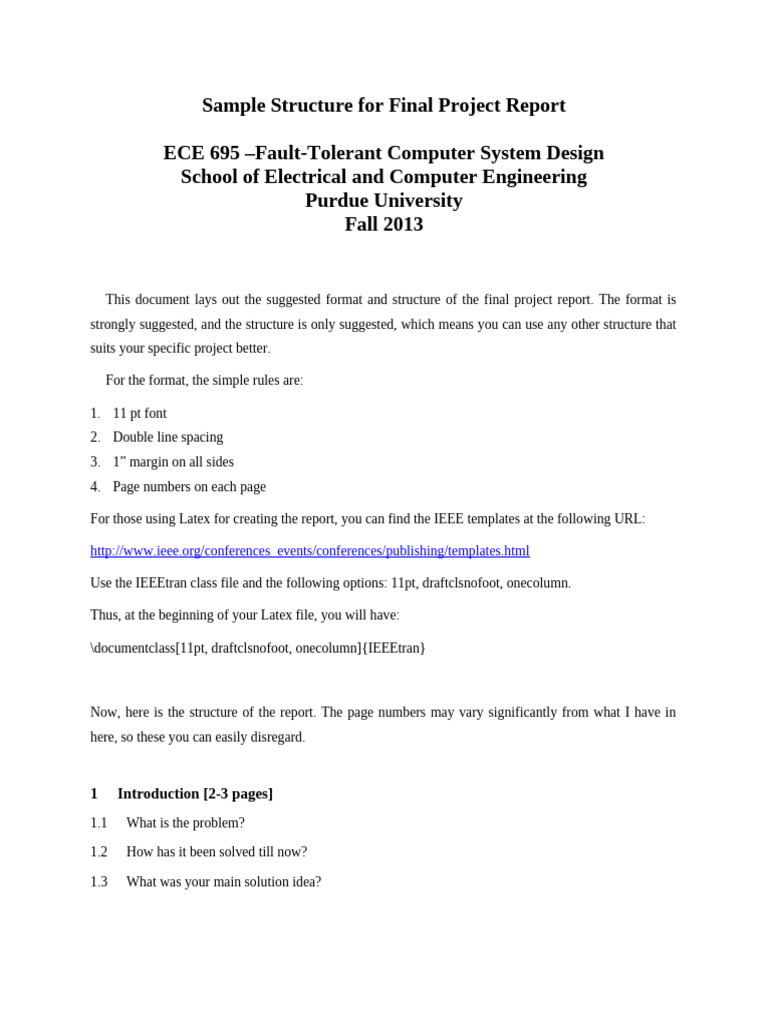 Sample Final Report Structure | PDF