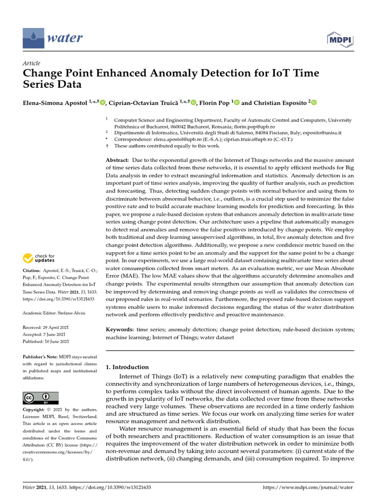 Change Point Enhanced Anomaly Detection for IoT Time Series Data | PDF ...