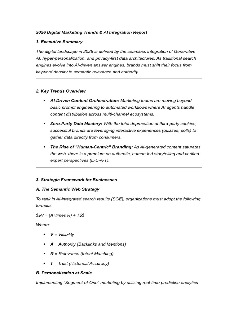 2026 Digital Marketing Trends & AI Integration Report | PDF ...
