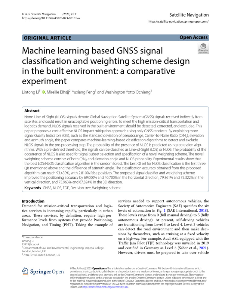 Machine Learning Based GNSS Signal Classification | PDF | Machine ...
