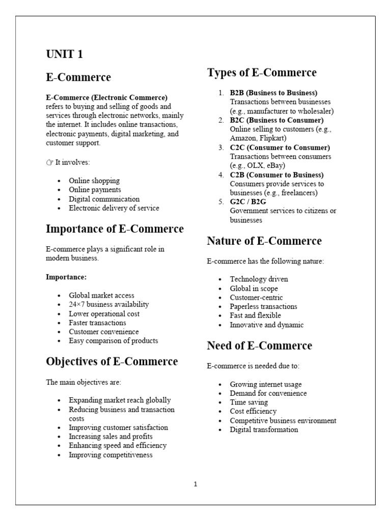 E COMMERCE UNIT 1 & 2 | PDF