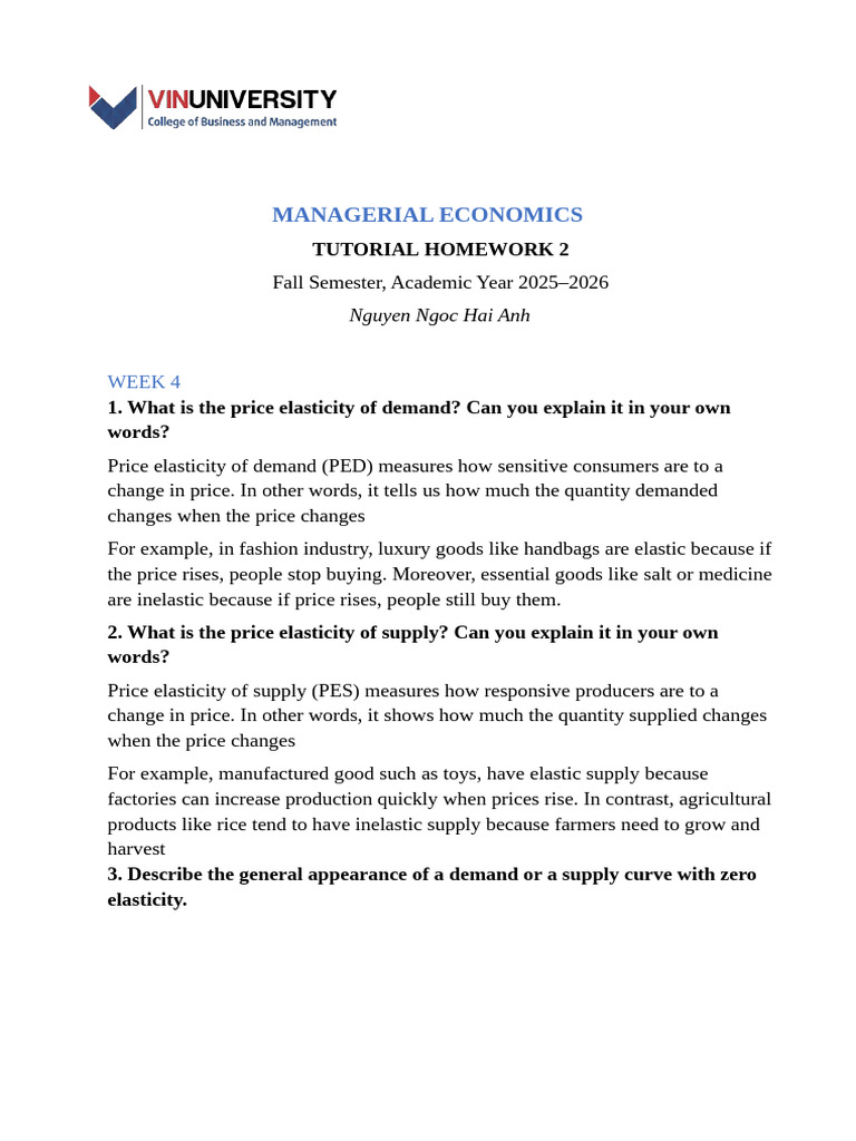 ManaEcon Tutorial Homework 2 Guideline Week 6 | PDF