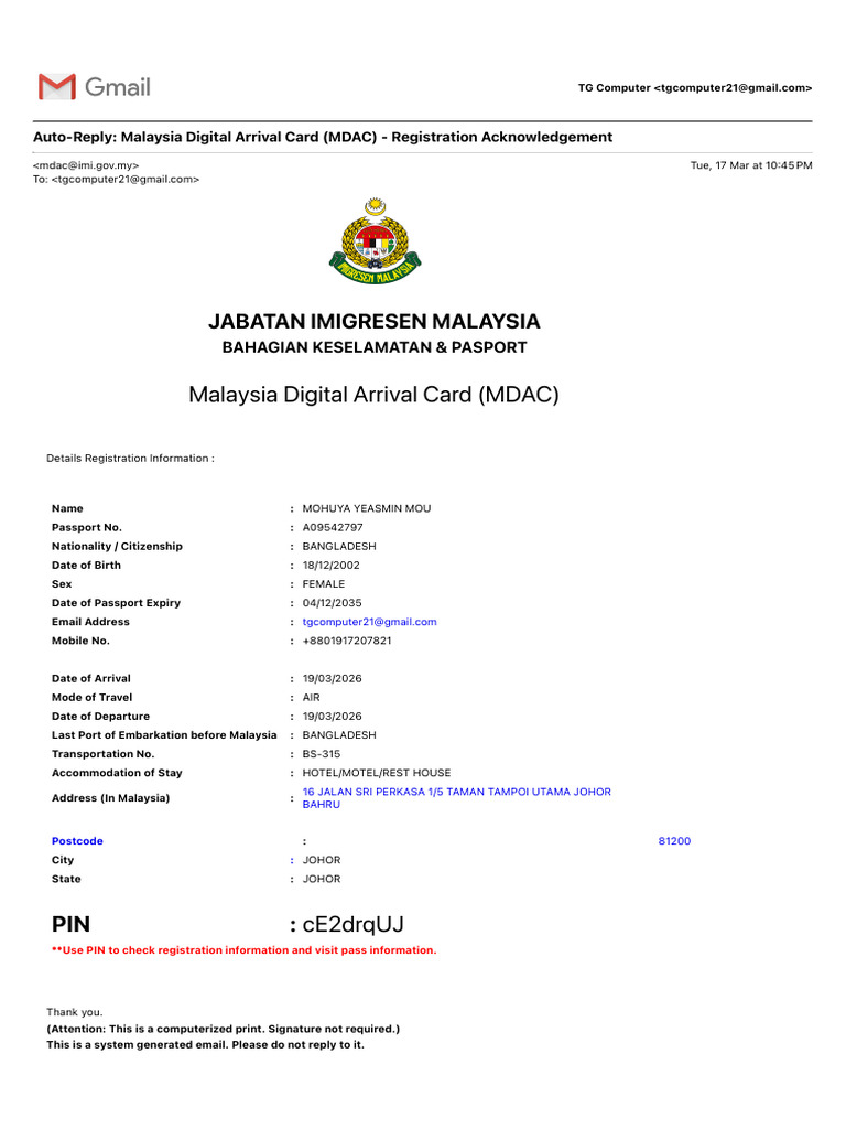Auto-Reply- Malaysia Digital Arrival Card (MDAC) - Registration ...