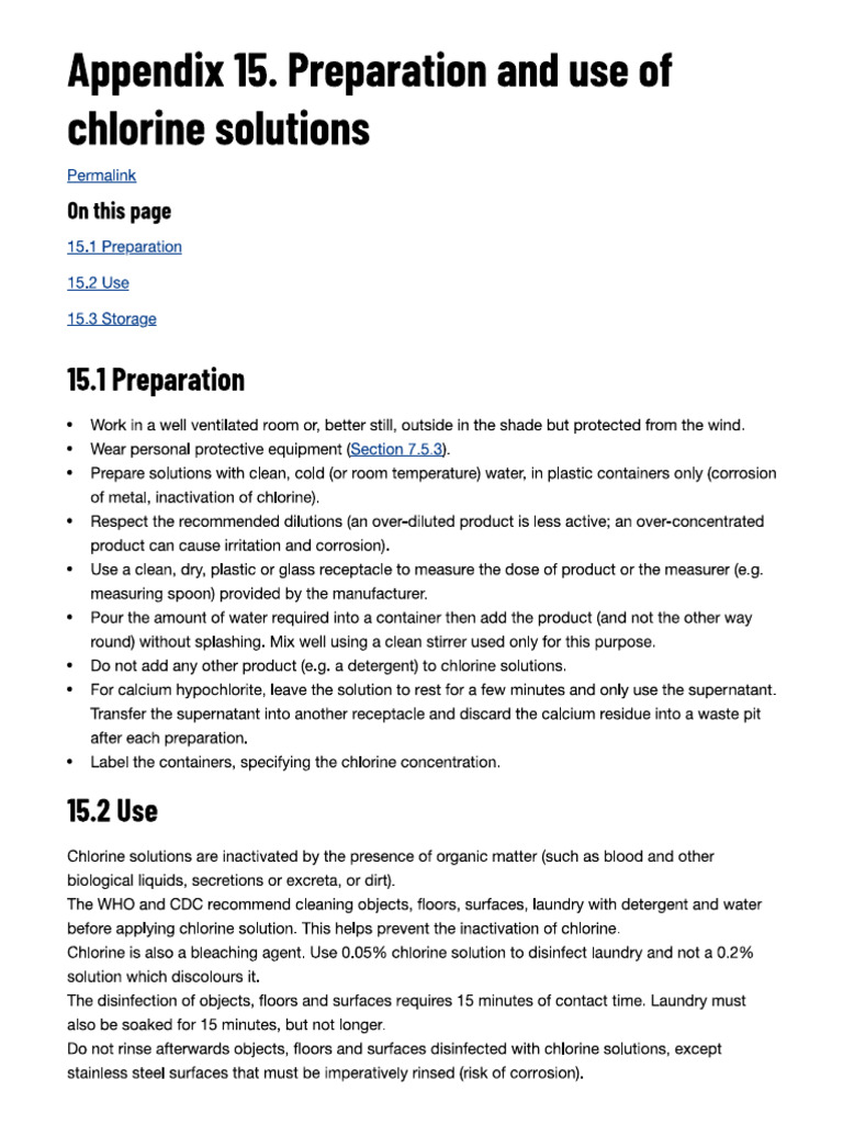 Chlorine Compound Preparation | PDF