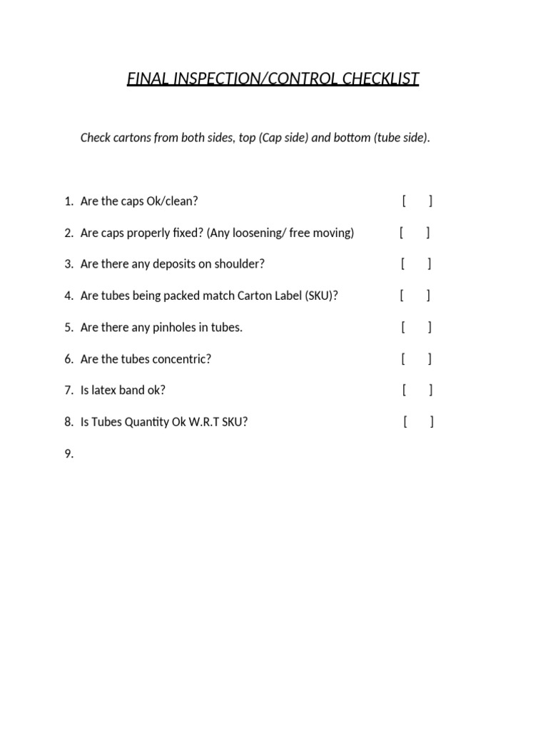 Final Inspection Checklist | PDF