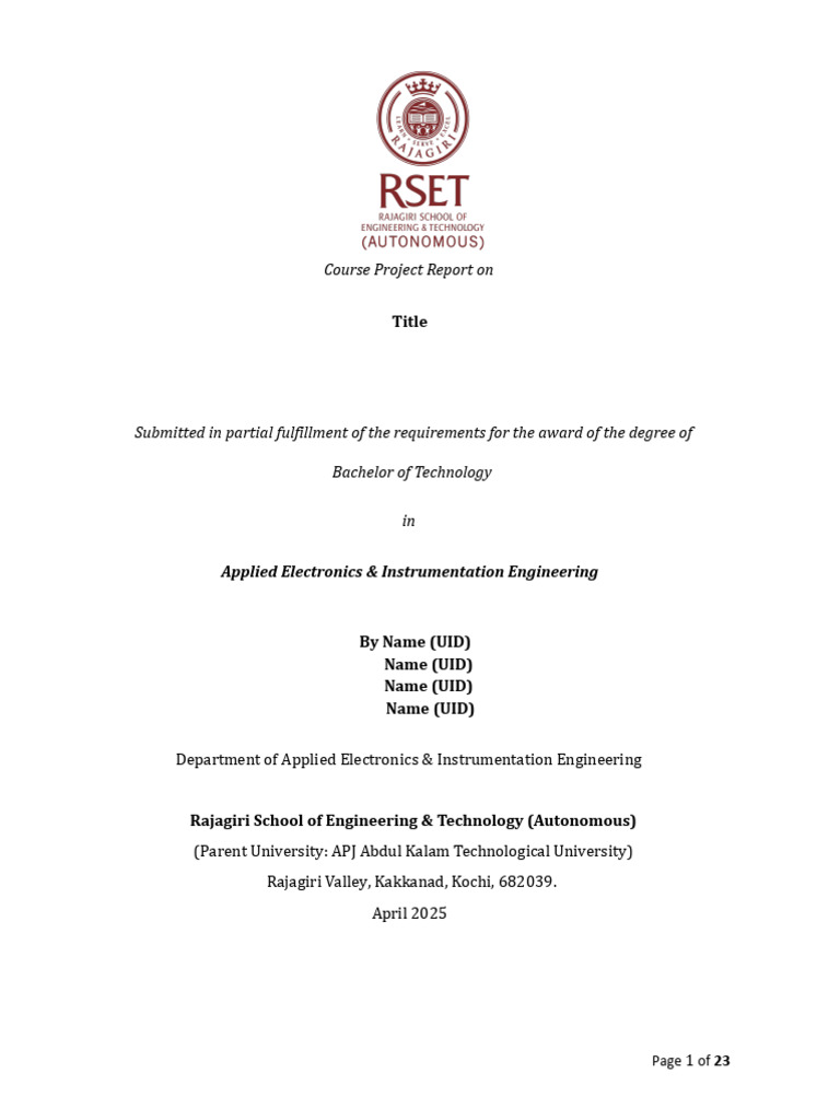 Abhijith Anand - Course Project Report Template | PDF | Engineering ...