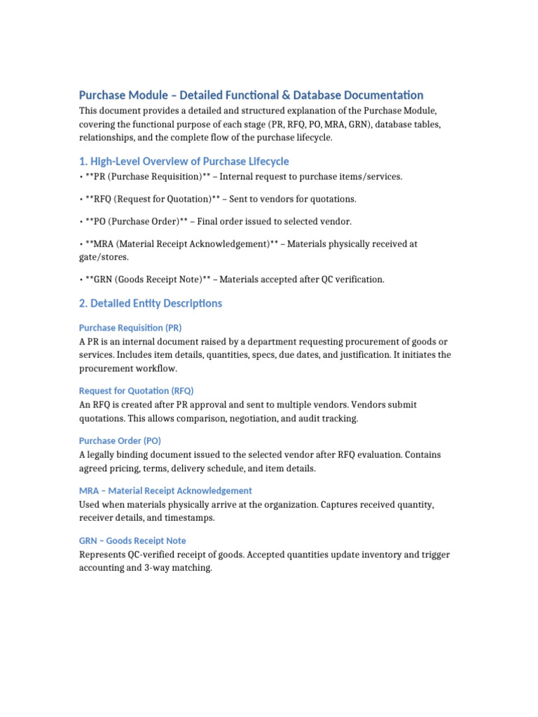 Purchase_Module_Detailed_Documentation | PDF