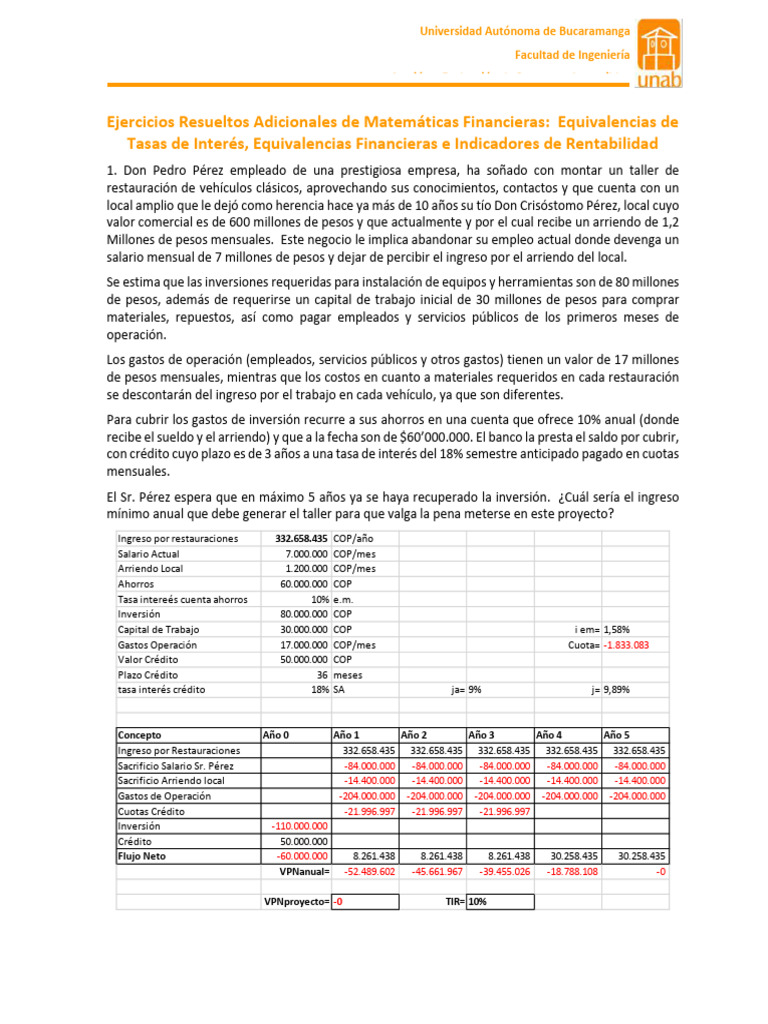 Ejercicios Matematicas Financieras Adicionales | PDF | Interés ...