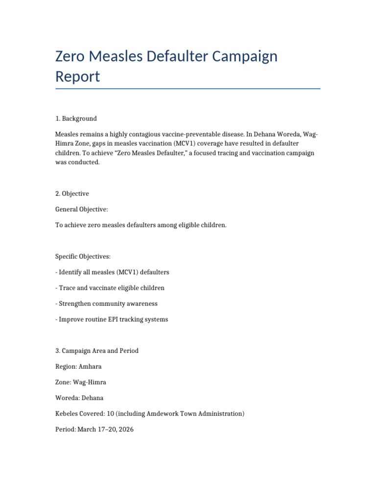 Updated Zero Measles Defaulter Report | PDF | Measles | Vaccination