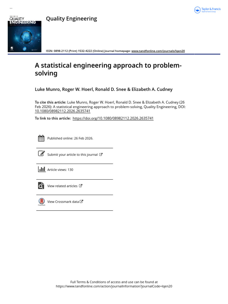 A Statistical Engineering Approach to Problem-solving | PDF | Methodology