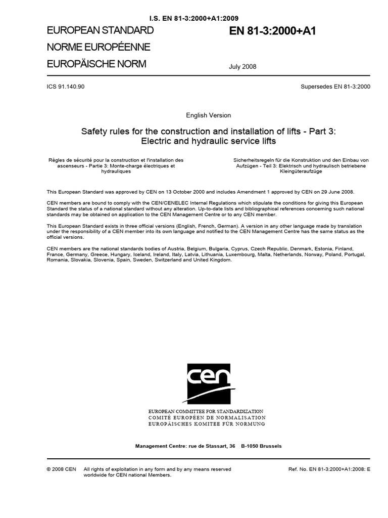 EN81-5 Brief Part5 | PDF | Elevator | Manufactured Goods