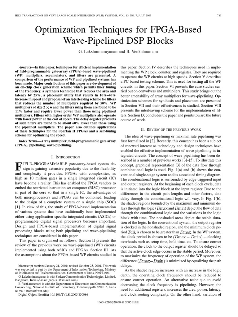 Optimization Techniques for FPGA-based Wave-pipelined DSP Blocks | PDF ...