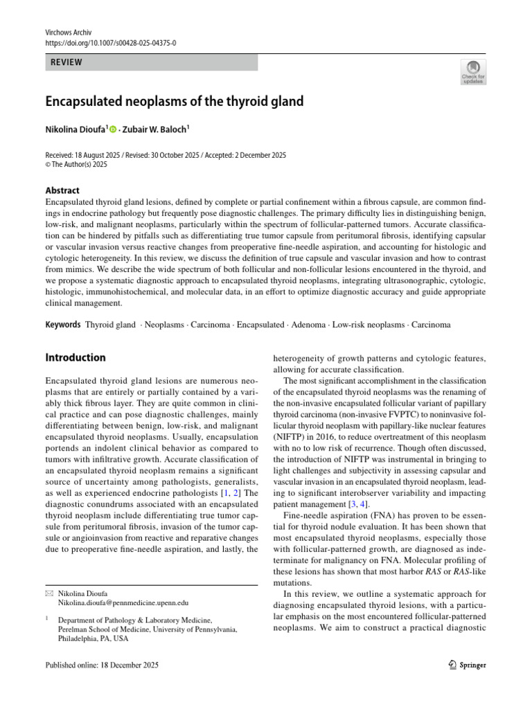 Approach to Encapsulated Thyroid Neoplasm | PDF | Clinical Medicine ...