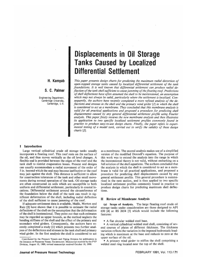 Displacements in Oil Storage Tanks Caused by Localized Differential ...