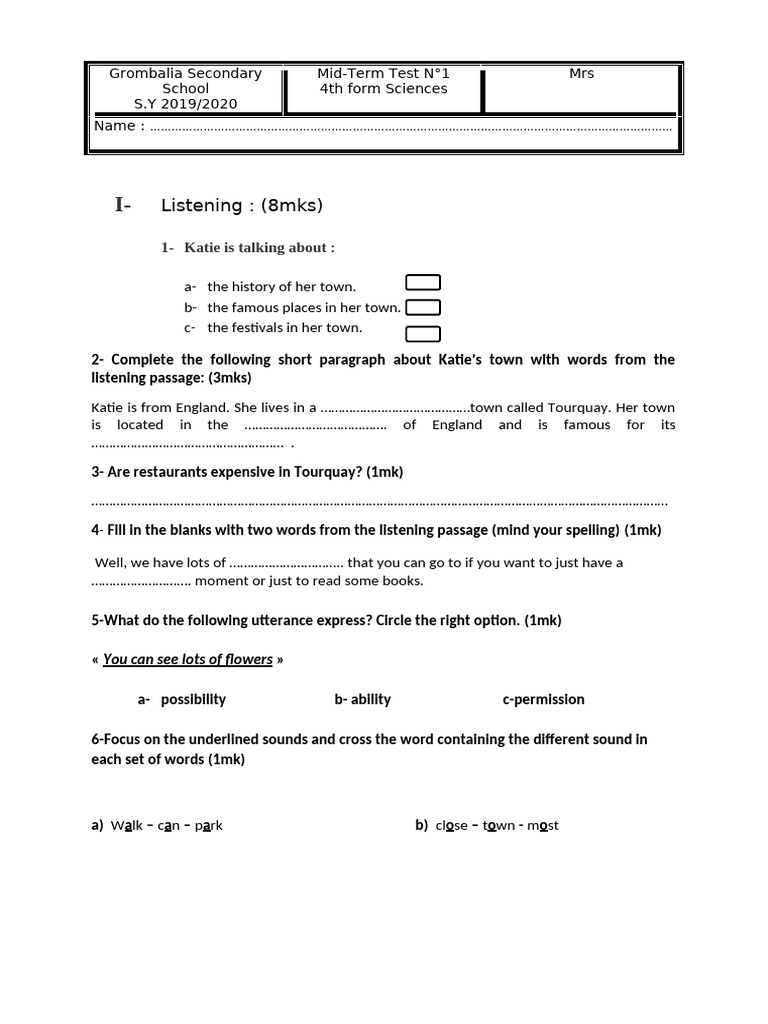 4th form science Nov 2019 | PDF