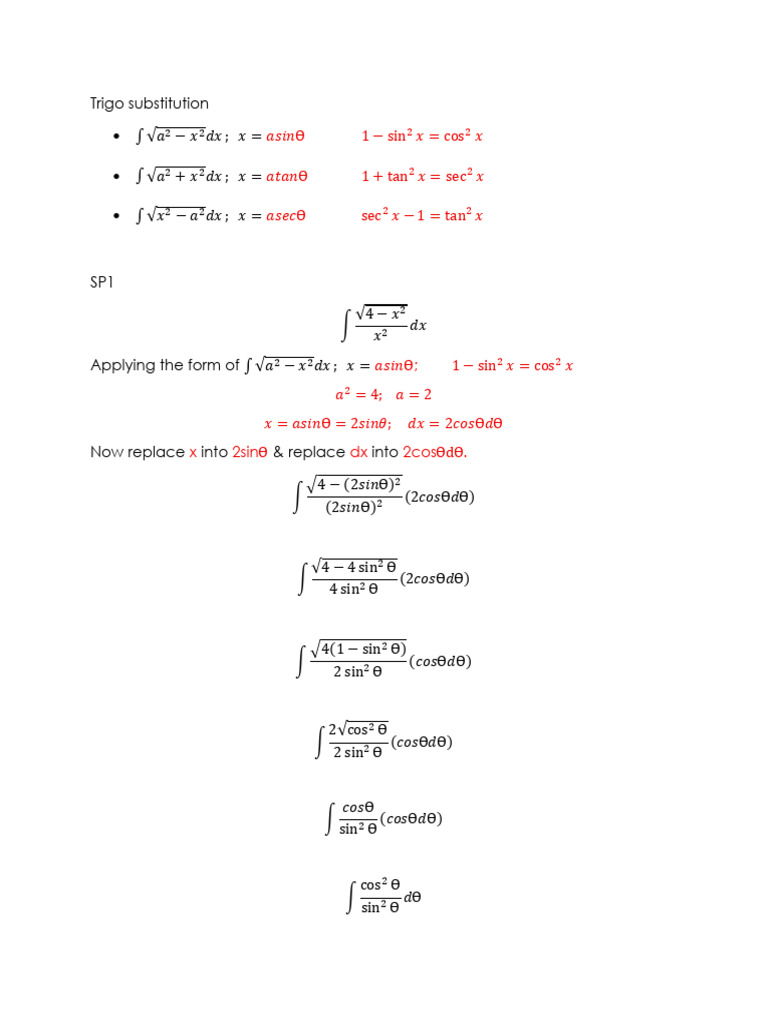 Lecture Note Trig Sub | PDF