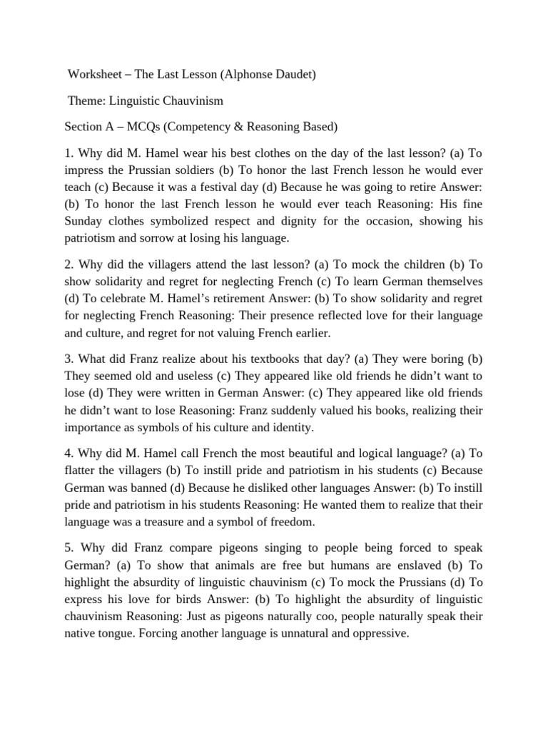The Last Lesson | PDF
