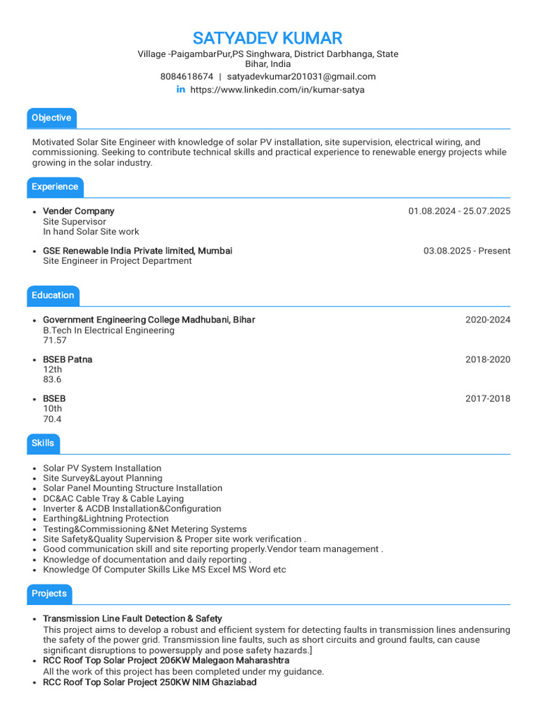 CV_2026032715042945 | PDF | Photovoltaic System | Photovoltaics